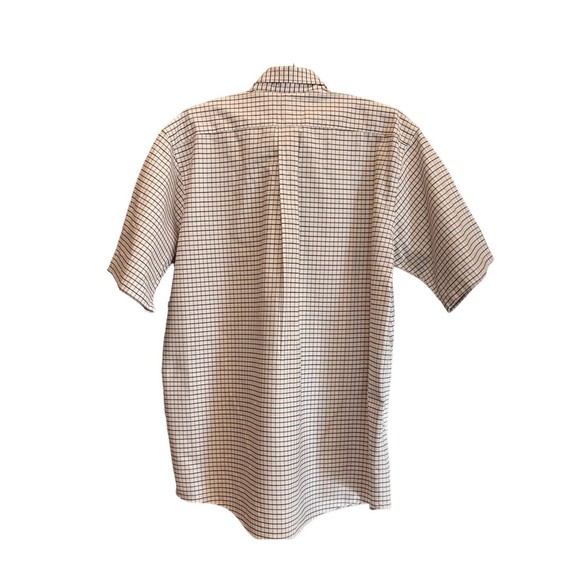 LL Bean Mens Short Sleeve 17 Tall 0 DBL2 Wrinkle Resistant Brown‎ Plaid - Picture 4 of 10